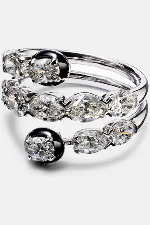 Kamyen Ring aus 18kt Weißgold mit Emaille und Diamanten