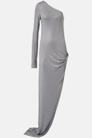 The Attico One-Shoulder-Robe mit Kristallen