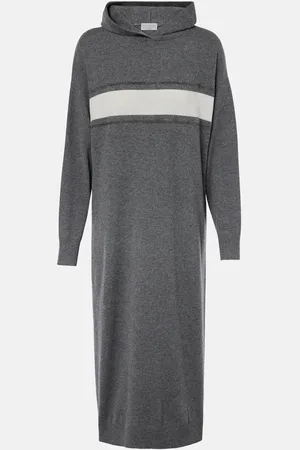 Brunello Cucinelli Midikleid aus Wolle, Kaschmir und Seide