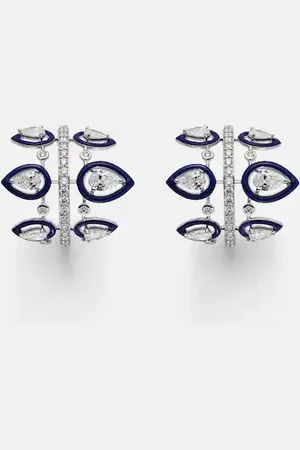 Kamyen Ohrringe Tulip aus 18kt Weißgold mit Emaille und Diamanten