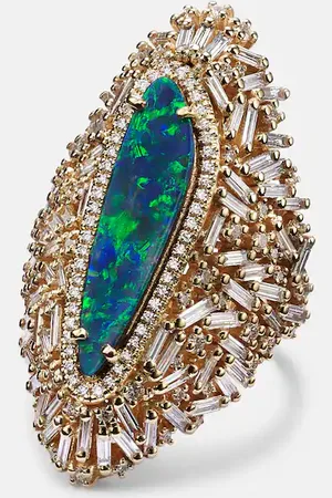Suzanne Kalan Ring aus 18kt Gelbgold mit Diamanten und Opal