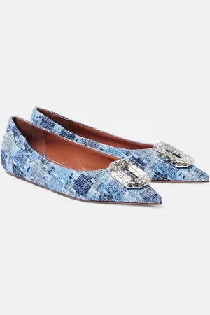 Amina Muaddi Verzierte Ballerinas Camelia 90 aus Tweed