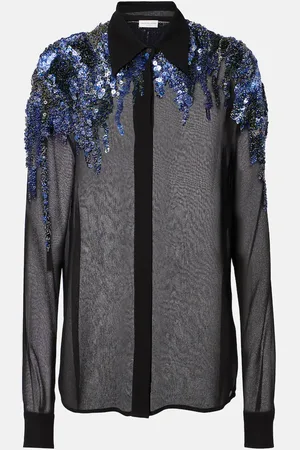 DRIES VAN NOTEN Bluse aus Chiffon mit Pailletten