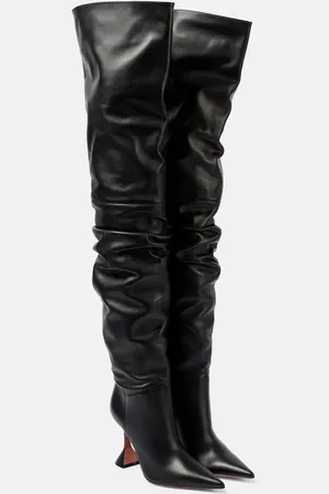 Amina Muaddi Overknee-Stiefel Olivia 95 aus Leder