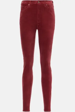 7 for all Mankind Schmale High-Rise-Hose aus Samt