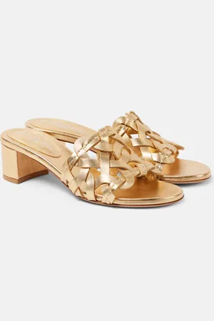 Gianvito Rossi Pantoletten Amalfi 45 aus Metallic-Leder