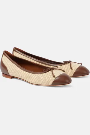 Manolo Blahnik Ballerinas Capbal aus Raffiabast mit Leder