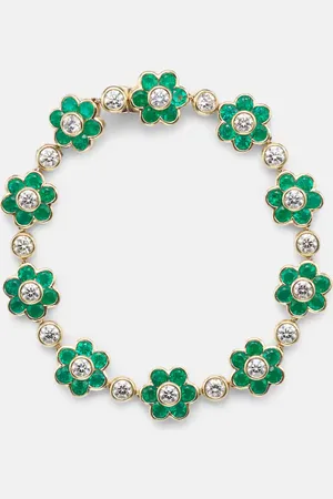 Anita Armband Flora aus 18kt Gelbgold mit Diamanten und Smaragden