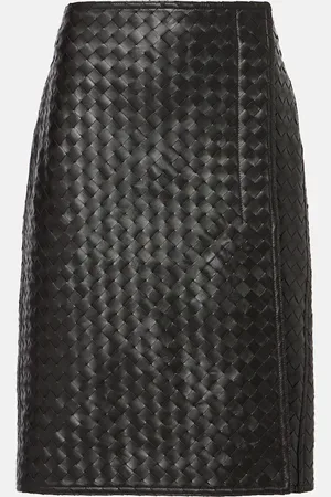 Bottega Veneta Midirock Intrecciato aus Leder