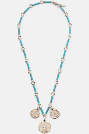 Foundrae Halskette New Beginnings aus 18kt Gelbgold mit Diamanten und Türkis
