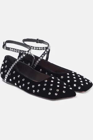 Amina Muaddi Ballerinas Ane aus Samt mit Kristallen