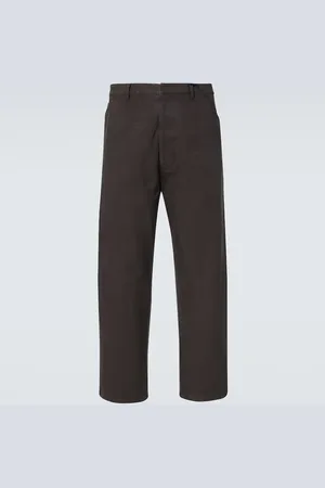 Prada Gerade Hose aus Baumwolle mit Leder