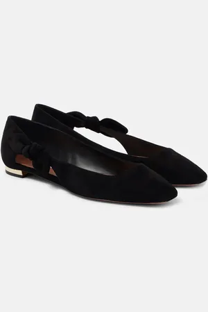 Aquazzura Ballerinas Very Bow Tie aus Veloursleder