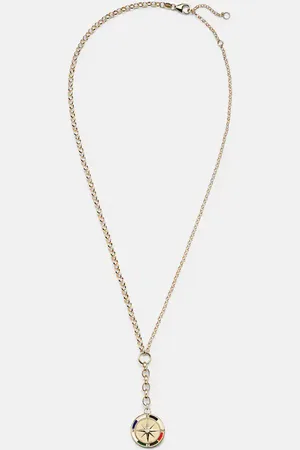 Foundrae Halskette Internal Compass aus 18kt Gelbgold mit Emaille und Diamant