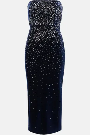 ALEX PERRY Midikleid aus Samt mit Kristallen