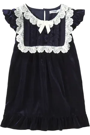 Self-Portrait Kleid aus Samt mit Spitze