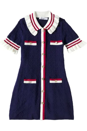 Self-Portrait Kleid aus Pointelle-Strick mit Kristallen