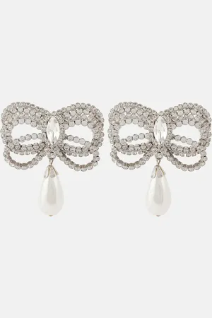 Alessandra Rich Ohrringe Crystal Bow mit Kristallen und Zierperlen