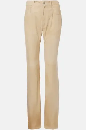 Ralph Lauren Gerade Low-Rise-Hose Scottie aus Leder