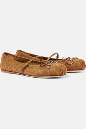 Gucci Ballerinas Horsebit GG aus Veloursleder