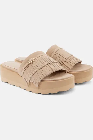 Gianvito Rossi Plateau-Pantoletten aus Veloursleder