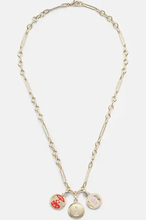 Foundrae Halskette Dream, Vivacity & Strength aus 18kt Gelbgold mit Emaille und Diamanten