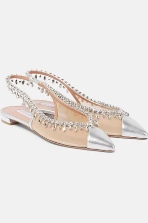 Aquazzura Slingback-Ballerinas Temptation Crystal aus Mesh