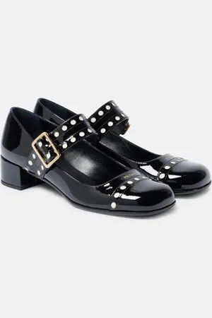 Prada Verzierte Mary-Jane-Pumps 35 aus Lackleder
