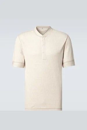 Brunello Cucinelli Henley-Top aus Leinen und Baumwolle