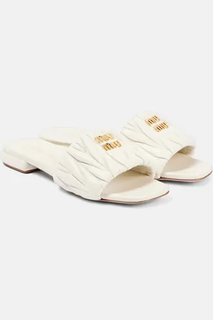 Miu Miu Pantoletten aus Matelassé-Leder