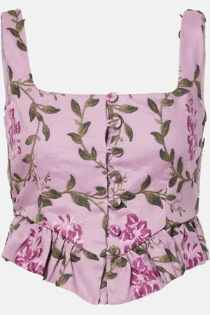 Agua by Agua Bendita Besticktes Top Eslabon aus Leinen