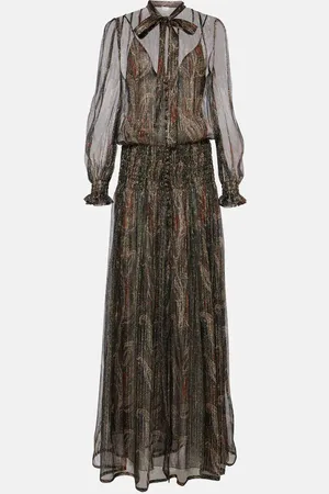 Saint Laurent Maxikleid aus einem Seidengemisch