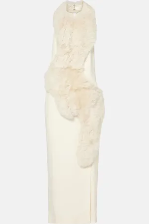 Totême Midikleid aus Cady mit Shearling