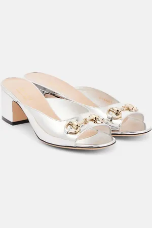 Gucci Pantoletten Lady Horsebit aus Metallic-Leder