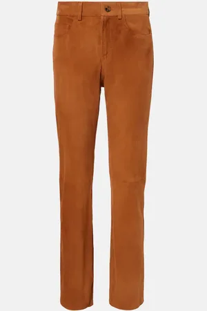 Blazé Milano Blazé Milano Gerade High-Rise-Hose Viva Paso aus Veloursleder