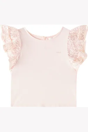 Chloé Chloé Kids Top aus Baumwoll-Jersey mit Pailletten