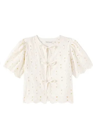 The New Society Besticktes Top Creta aus einem Baumwollgemisch