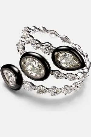Kamyen Ring Saturn aus 18kt Weißgold mit Emaille und Diamanten
