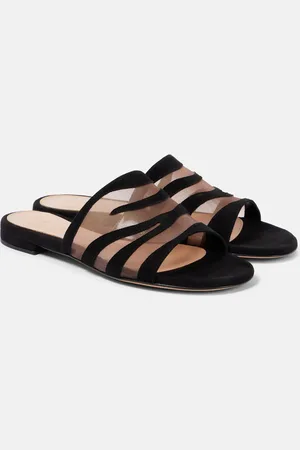 Gianvito Rossi Pantoletten Tigra aus Veloursleder und Mesh