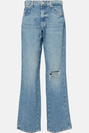 7 for all Mankind Distressed Wide-Leg Jeans Tess