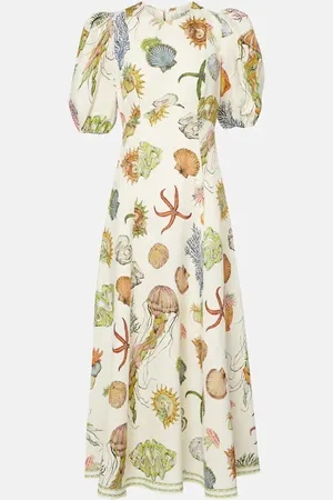 ALÉMAIS Alémais Midikleid Sea aus Leinen