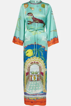 ALÉMAIS Alémais Midikleid Surrealist aus Seide