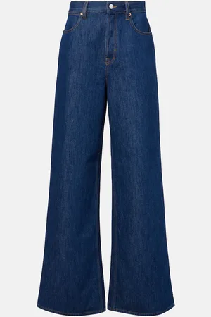 Gucci Wide-Leg Jeans mit Leder