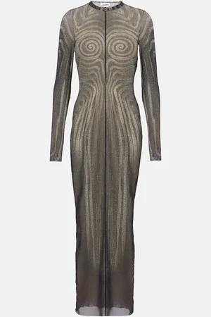 Jean Paul Gaultier Bedrucktes Maxikleid Spiral aus Mesh
