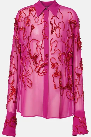 DRIES VAN NOTEN Bluse aus Chiffon mit Pailletten