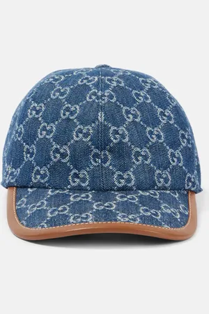 Gucci Baseballcap GG Canvas aus Denim mit Leder