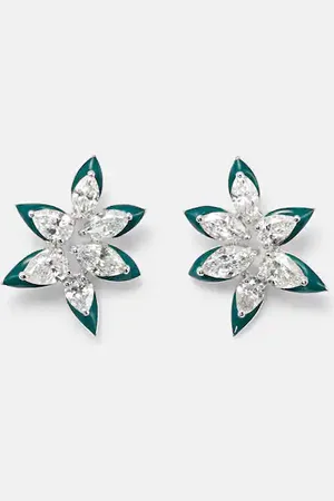 Kamyen Ohrringe aus 18kt Weißgold mit Emaille und Diamanten