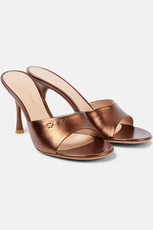 Gianvito Rossi Pantoletten aus Metallic-Leder