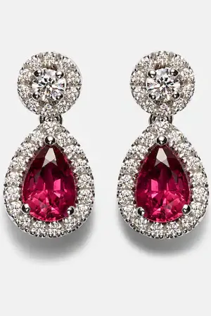 BUCHERER FINE JEWELLERY Ohrringe Classics aus 18kt Weißgold mit Diamanten und Rubinen