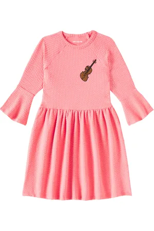 Mini Rodini Besticktes Kleid Violin aus Leinen